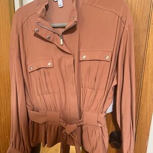 Nine West Rust Tie-Waist Utility Jacket